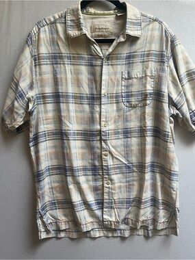 Tommy Bahama Original Fit 100% Silk Short Sleeve Plaid Camp Shirt Size M